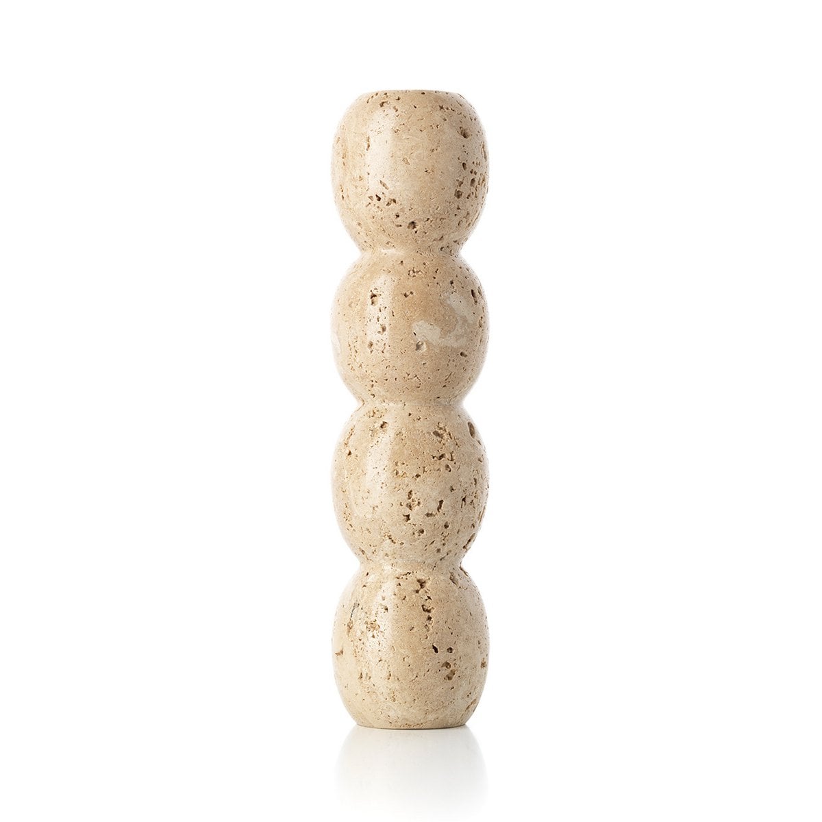 De Travertijn Totem Taper Kaarsenhouder - Beige - L