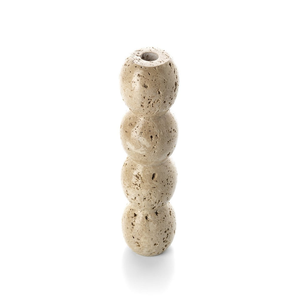De Travertijn Totem Taper Kaarsenhouder - Beige - L