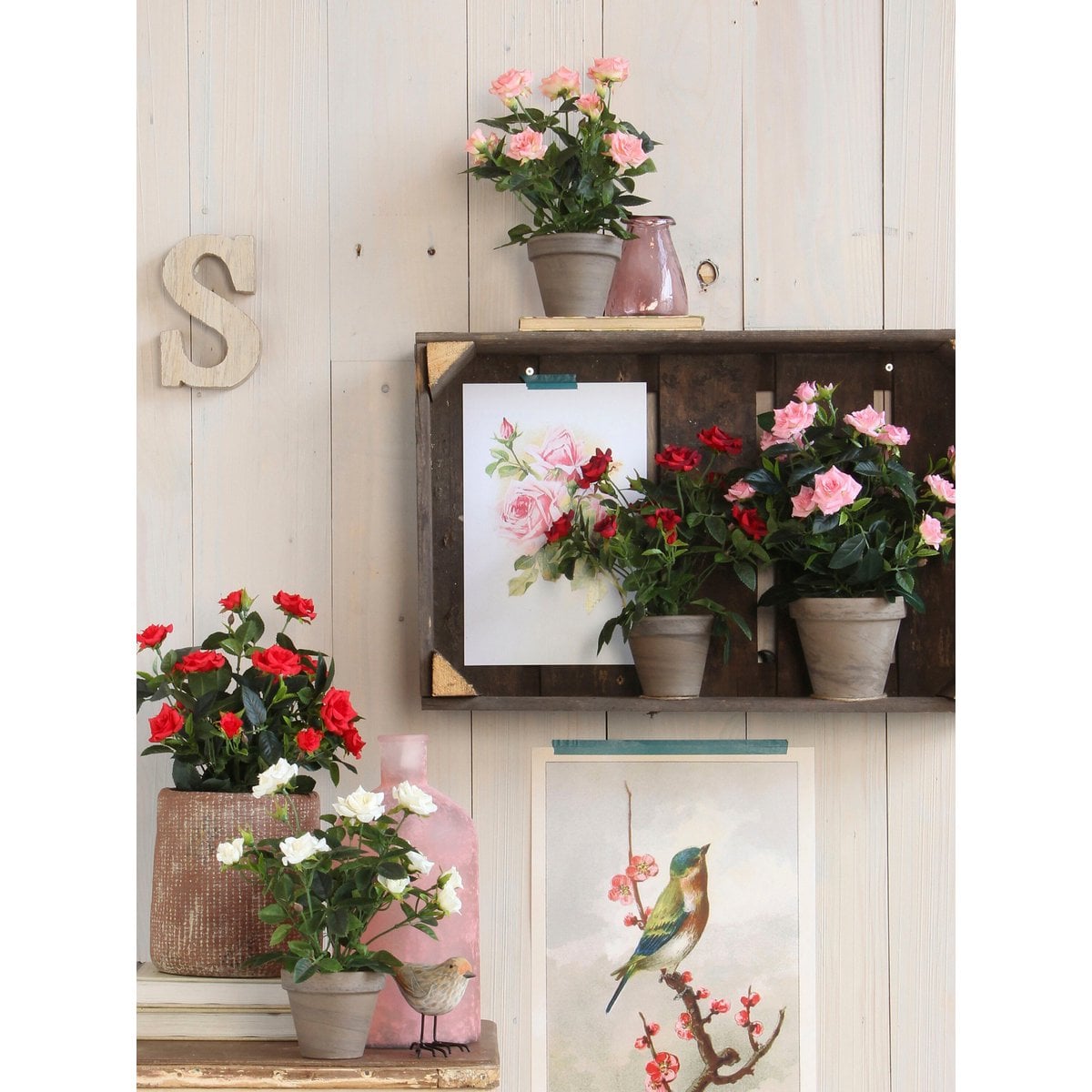 Kunstplant Roosje Wit 33cm