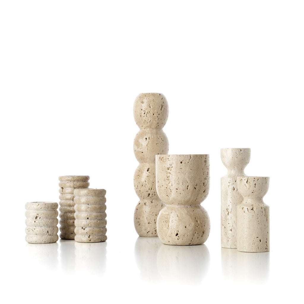 De Travertine Ripple T-Lichthouder - Beige - S
