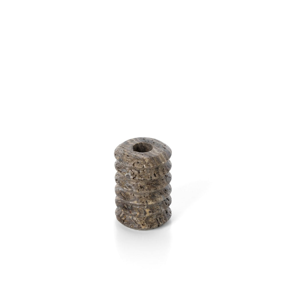 De Travertine Ripple Taper Kaarshouder - Grijs - S