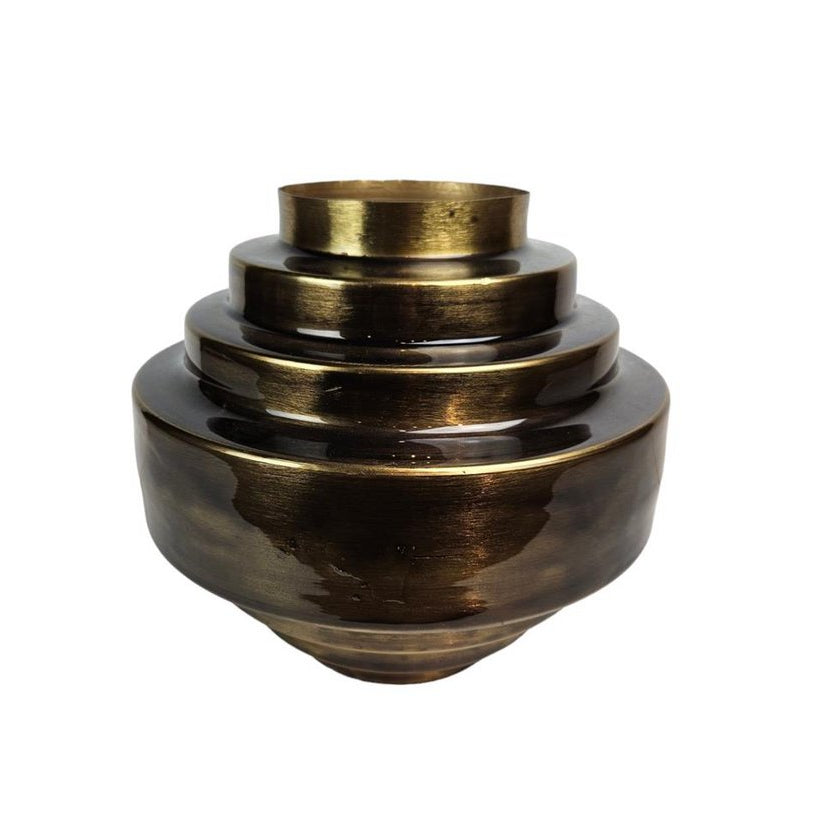 Bloemen vaas metaal 25x25x24cm
