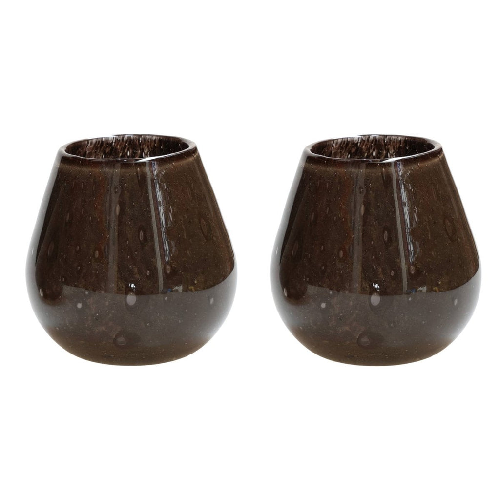 Waxinelichthouder - Tasman Elite XS dark brown Ø12,5 x H11,5 cm (set van 2 stuks)