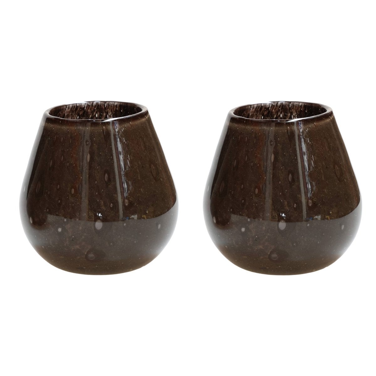Waxinelichthouder - Tasman Elite XS dark brown Ø12,5 x H11,5 cm (set van 2 stuks)