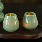 Waxinelichthouder - Tasman Elite XS green Ø12,5 x H11,5 cm (set van 2 stuks)