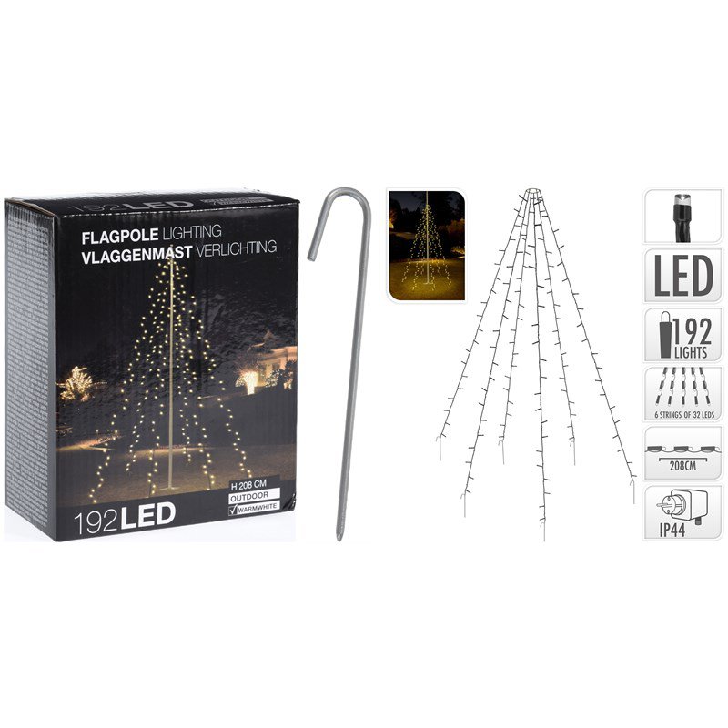 Vlaggenmast Verlichting kerstboomvorm 2m