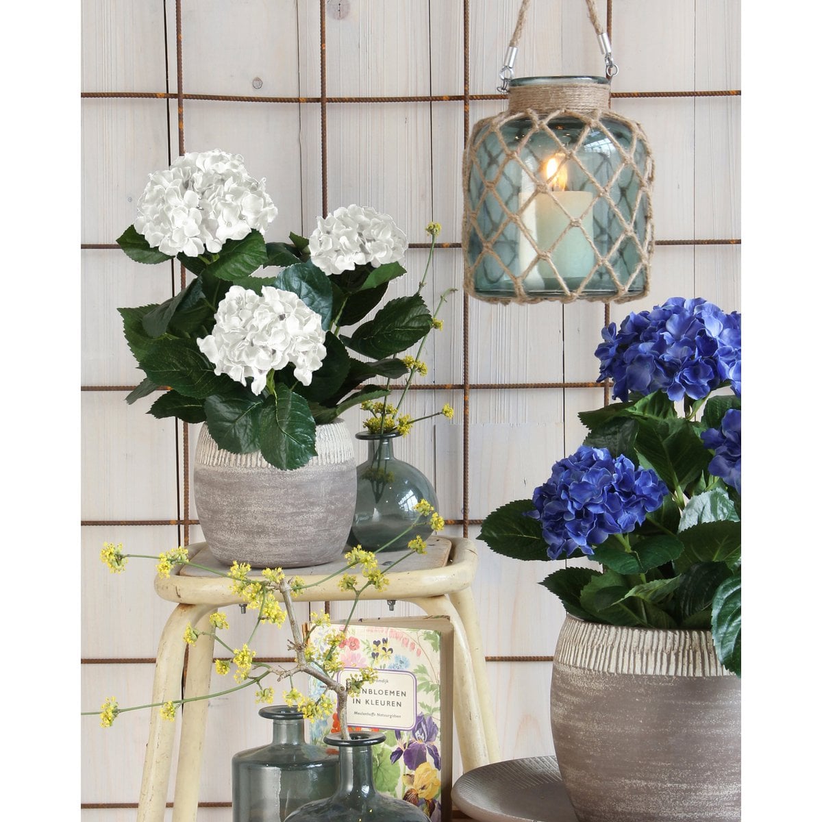 Kunstplant Hydrangea Wit 45cm