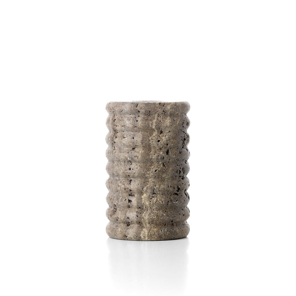 De Travertine Ripple Kaarsenhouder - Grijs - M