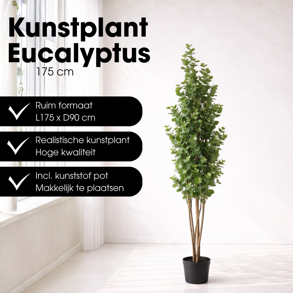 Kunstplant Eucalyptusboom Groen 175cm  - Real Touch