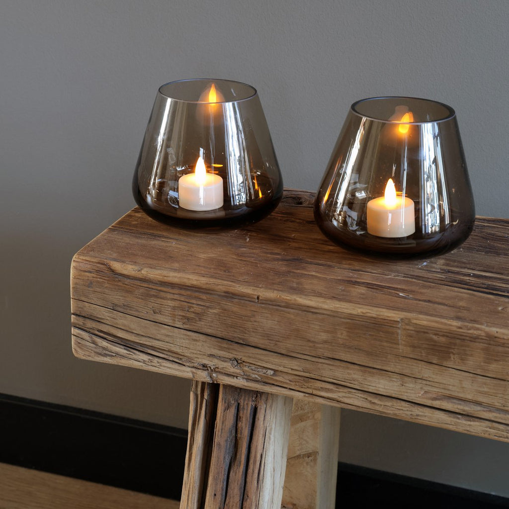 Waxinelichthouder - Tasman XS taupe Ø13,5 x H12 cm (set van 2 stuks)