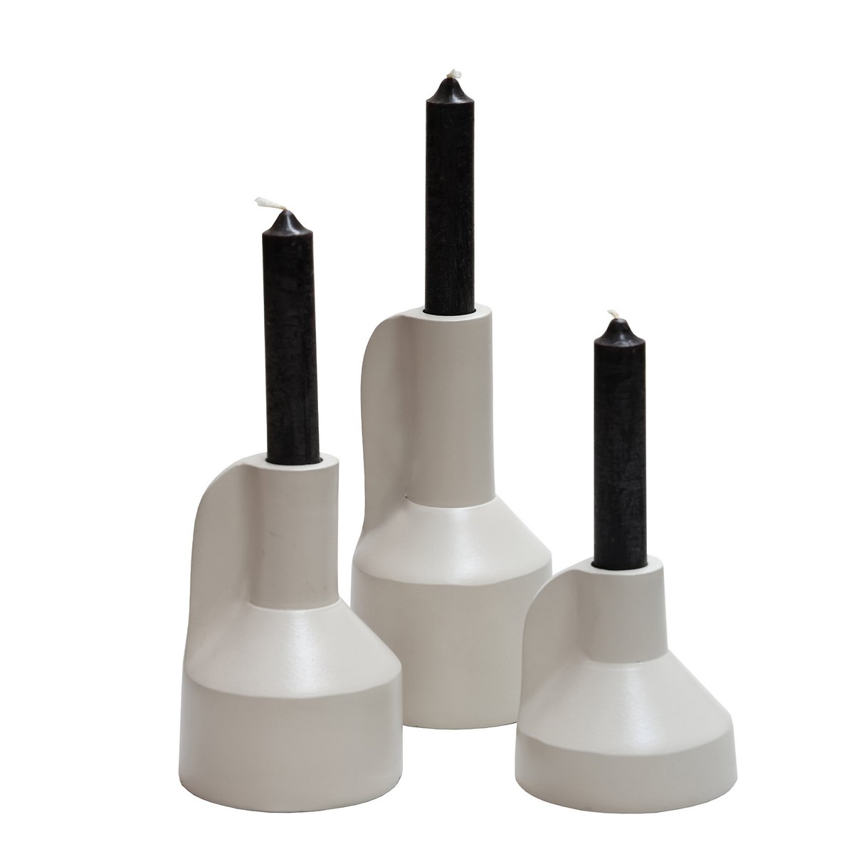 Kaarshouder - Alota ivory Ø9 x H17/13/9 cm - set van 3