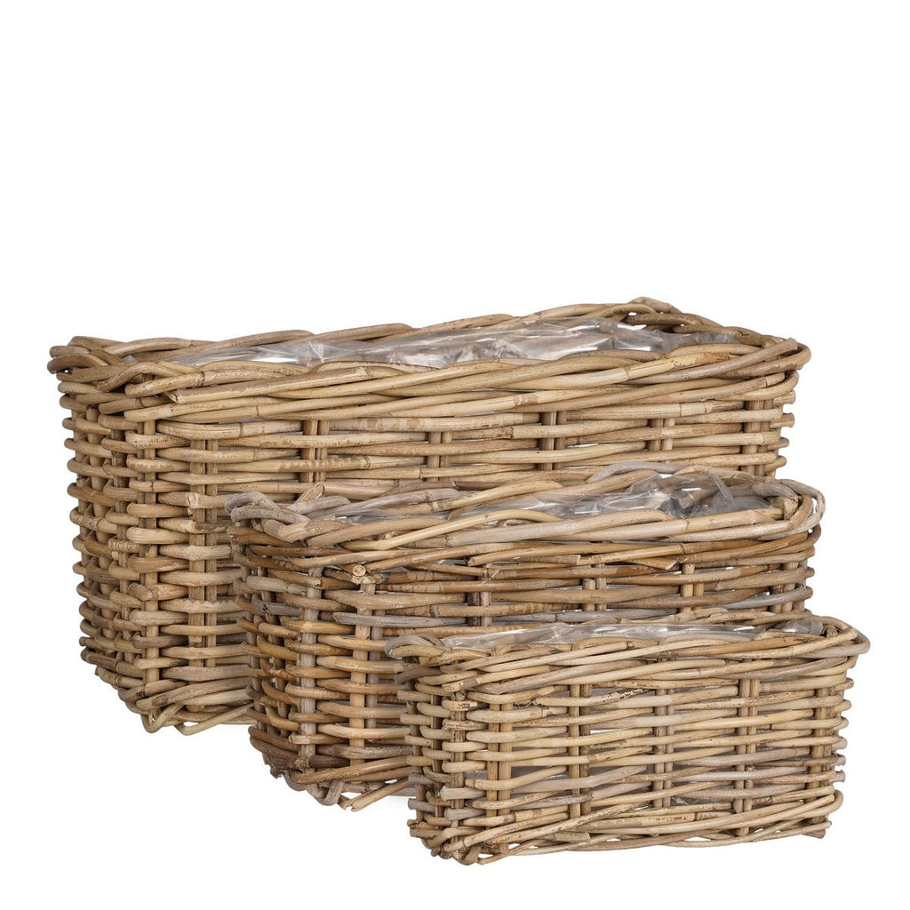 Plantenmand set buiten Marcia Grijs