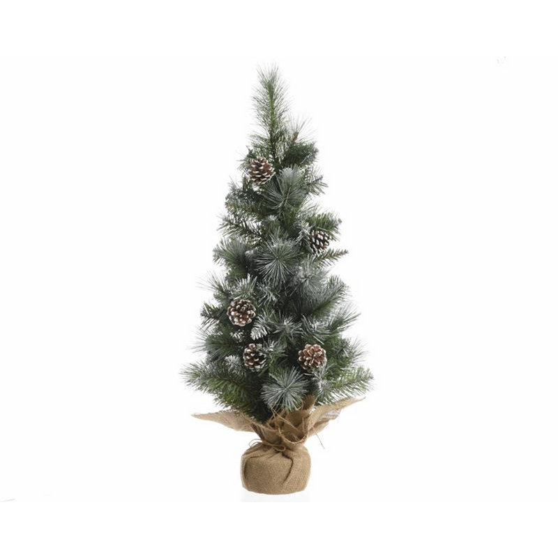 Mini Kunstkerstboom frosted 75cm met deco & jute