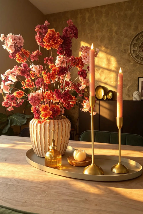 Autumn Blossom – Luxe herfst tafelset met zijden arrangement