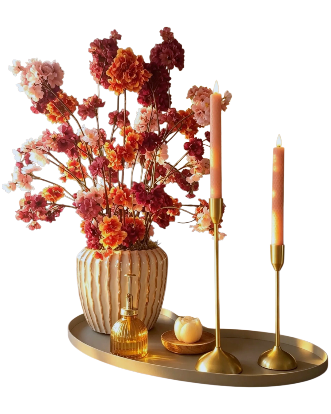 Autumn Blossom – Luxe herfst tafelset met zijden arrangement