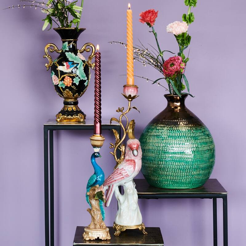 Candle Holder - Peacock Multi - ↑ 29 cm