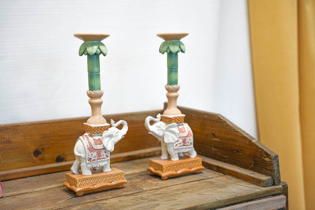 Candle holder - Elephant Natural Pink - Polyresin -  ↑ 15 cm