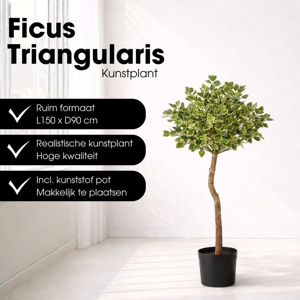 Kunstplant Ficus Groen 150cm - Real Touch
