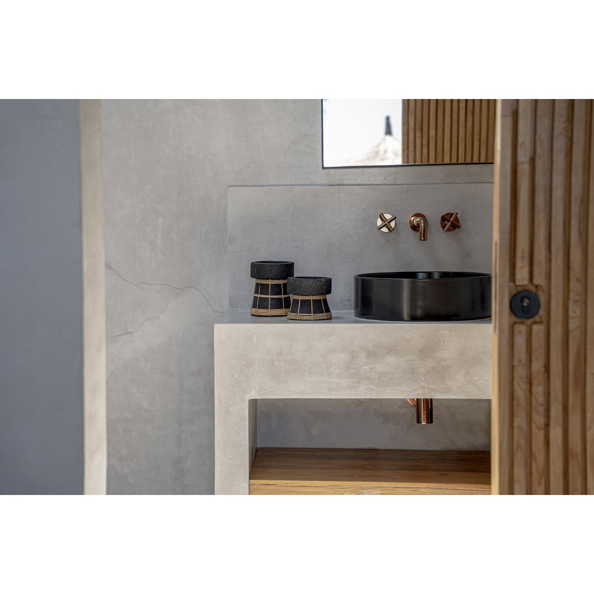 De Serene Kaarsenhouder - Zwart Naturel - S