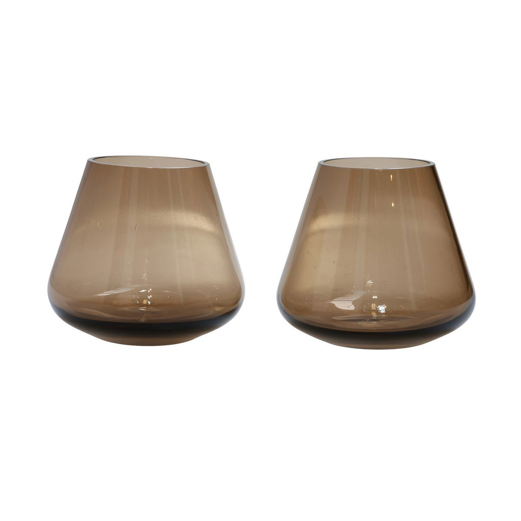 Waxinelichthouder - Tasman XS taupe Ø13,5 x H12 cm (set van 2 stuks)