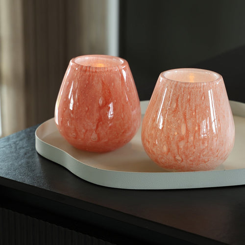 Abel Waxinelichthouder Pink Ø12,5 x H11,5 cm (set van 2 stuks)
