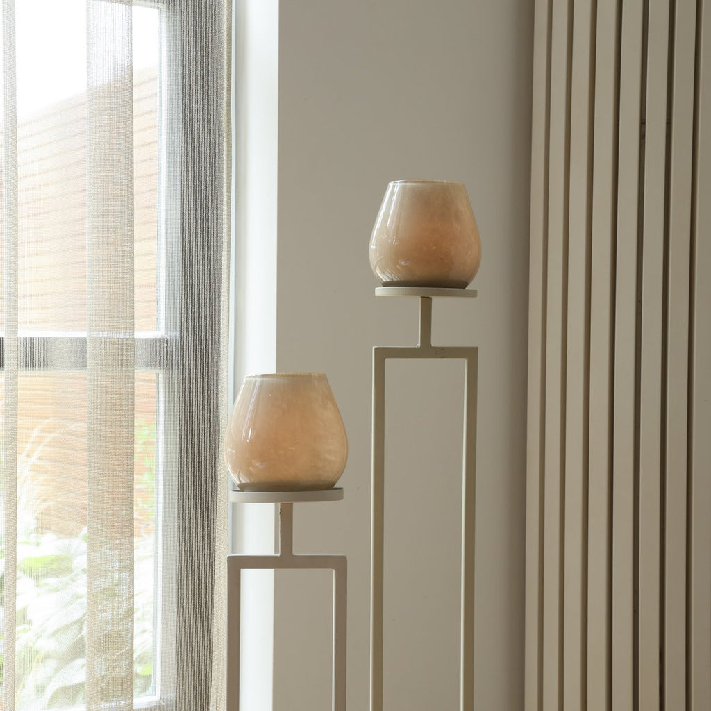 Waxinelichthouder - Tasman Elite XS beige Ø12,5 x H11,5 cm (set van 2 stuks)