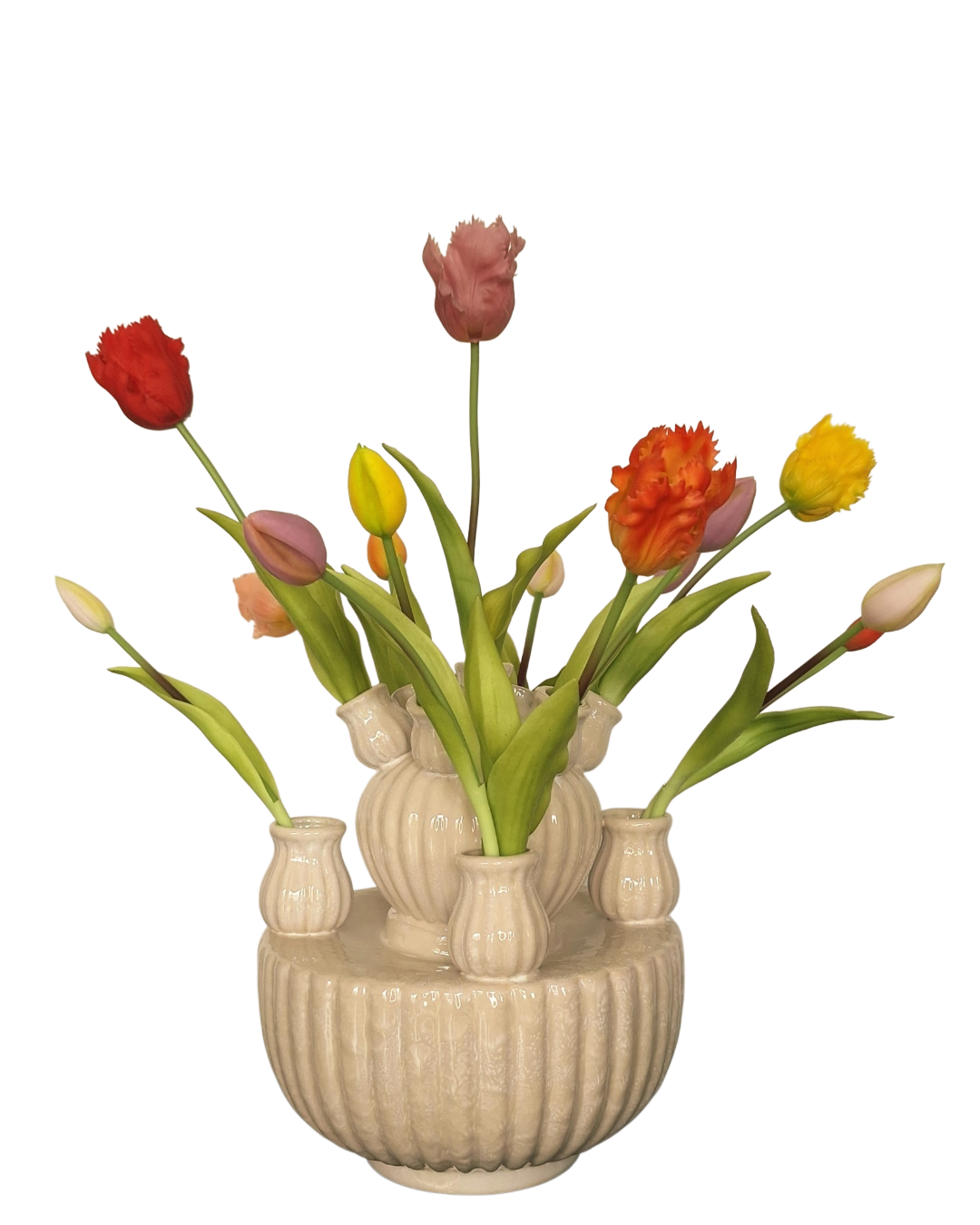 Tulpen vaas gevuld met real touch kunst tulpen