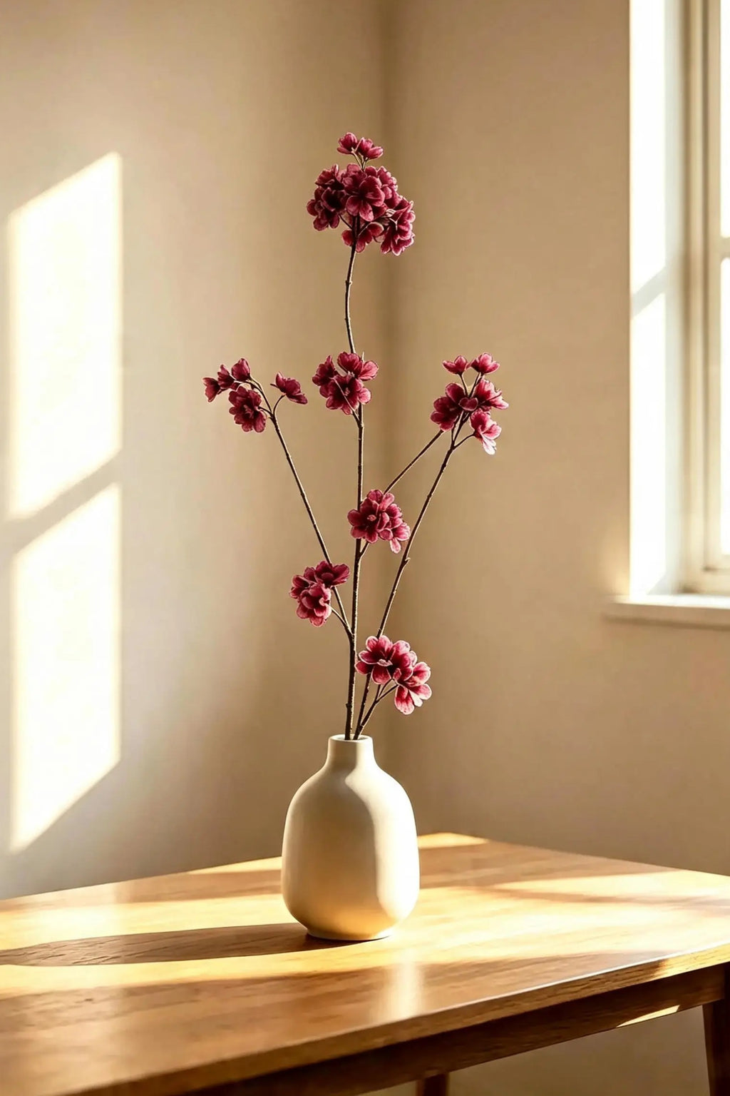 Zijden Prunus Tak - Burgundy