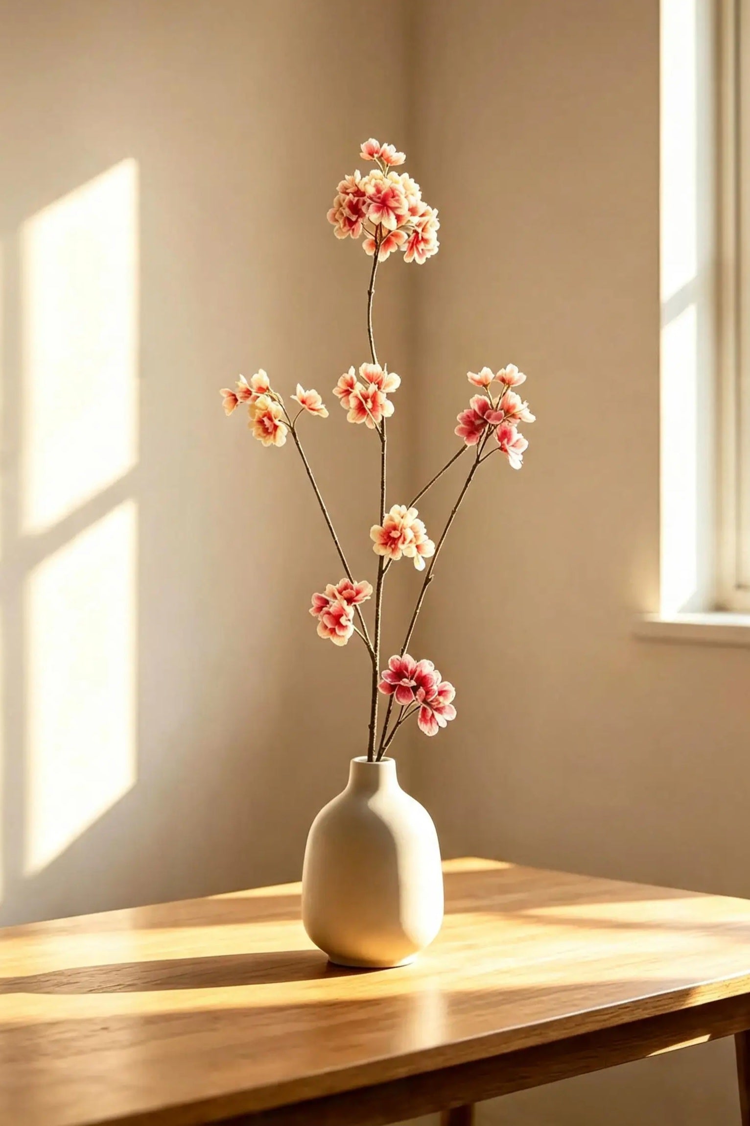 Zijden Prunus Tak - Vermillion