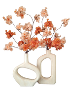 Bloom duo - Houten donutvazen met bloesemarrangement