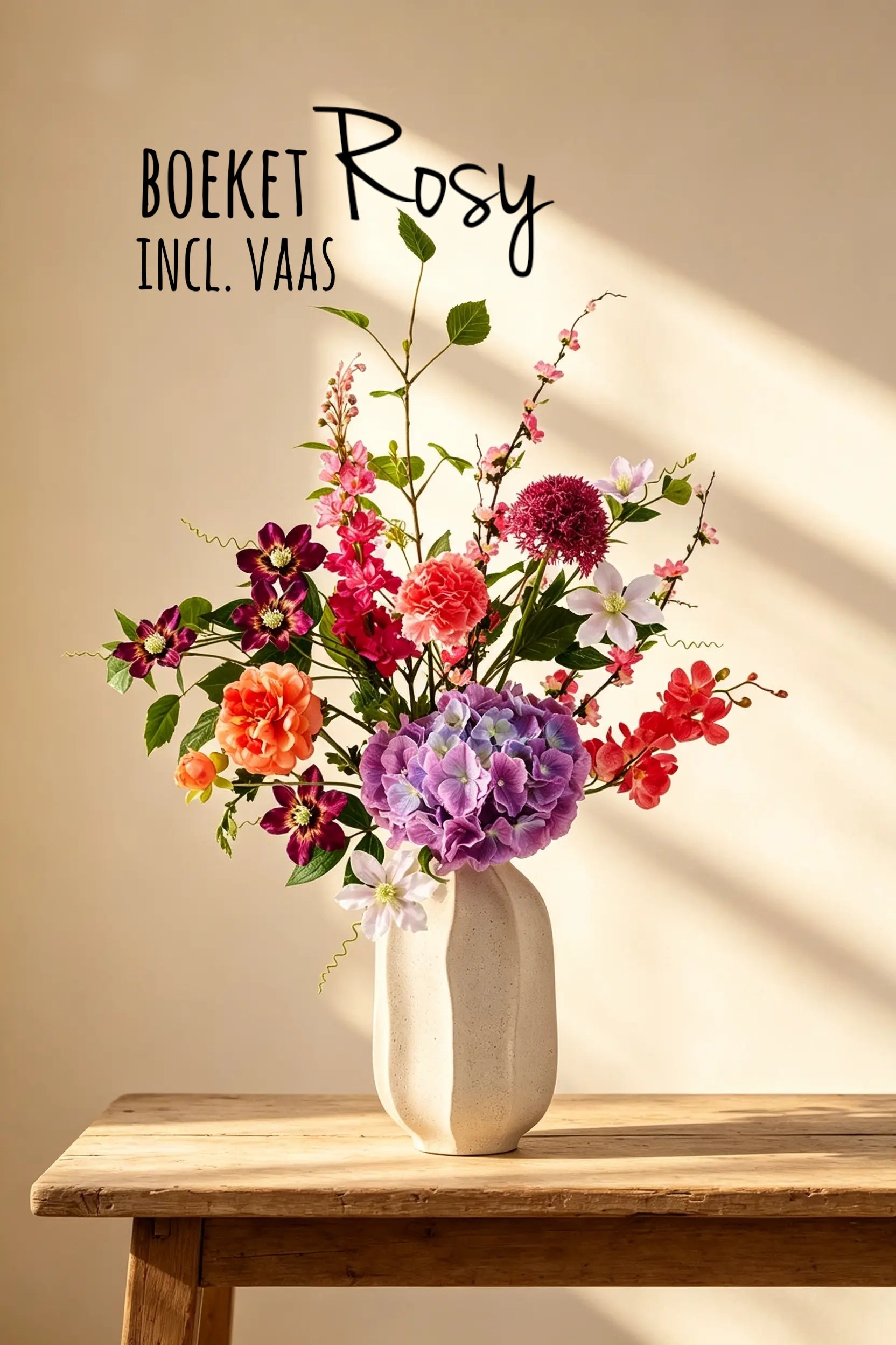 Boeket Rosy incl. vaas