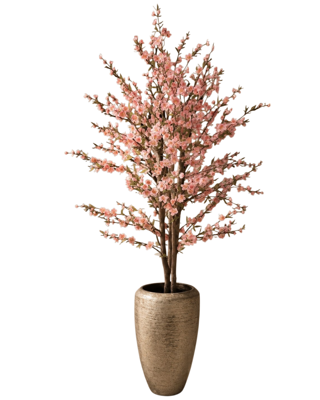 Roze Kersenbloesem in gouden Keramieken Pot