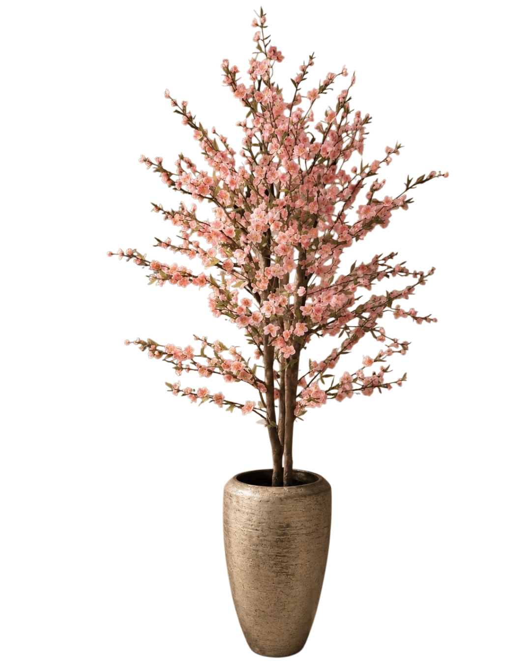 Roze Kersenbloesem in gouden Keramieken Pot