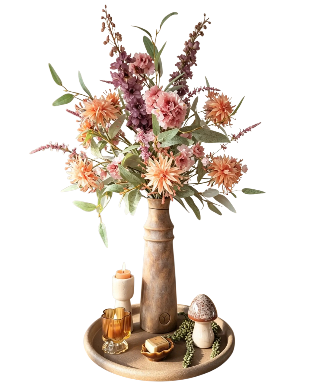 Tafelset - Herfstdecoratie - Vaas met zijdeboeket