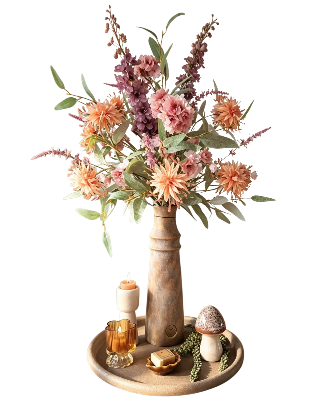 Tafelset - Herfstdecoratie - Vaas met zijdeboeket